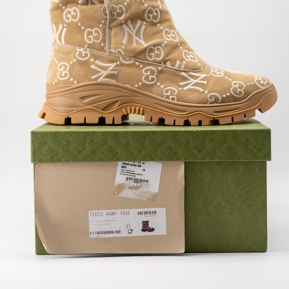 size 13G - Gucci Yankees Ankle Boots Beige GG NY MLB - Picture 13 of 14